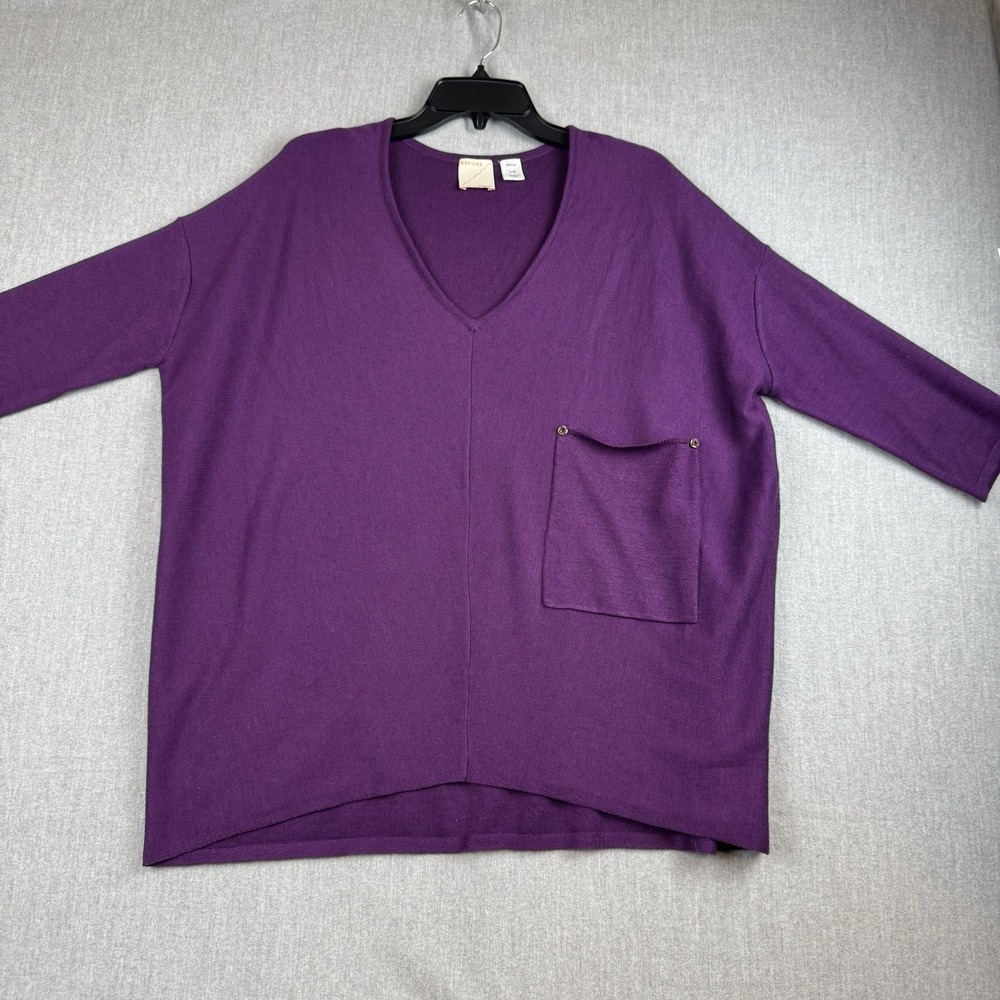 Kerisma Sweater Purple 3/4 Long Sleeve V-neck Pullover S/M Women